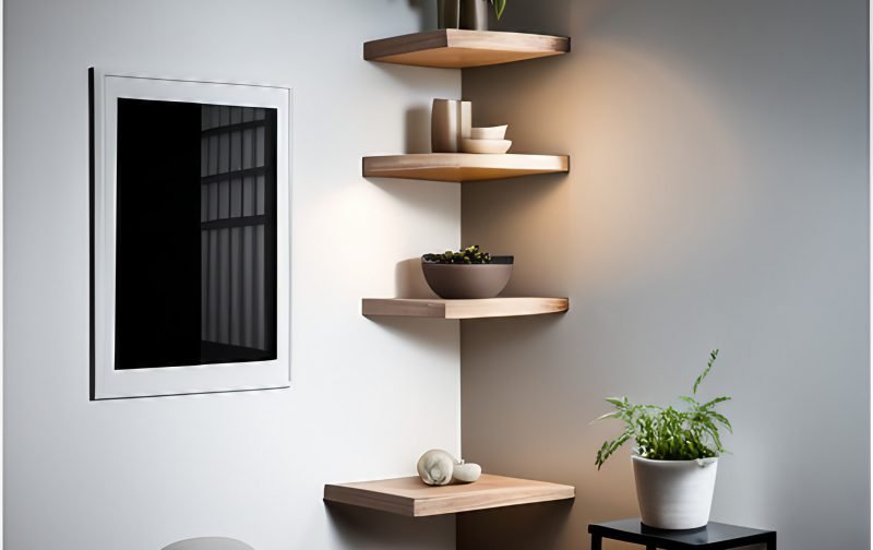 Floating corner shelf design - Beautiful Homes Floating corner shelf design - Beautiful Homes