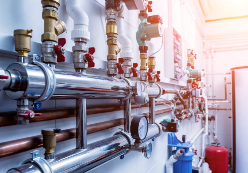 Boiler room equipment for modern heating system.